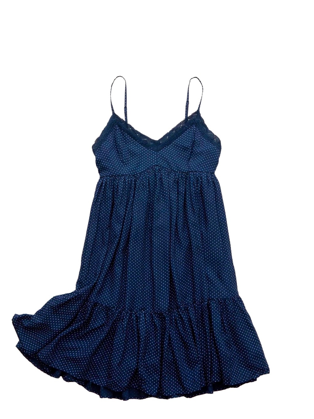 NWT American Eagle Outfitters Navy with White Polka Dot Babydoll Mini Dress M